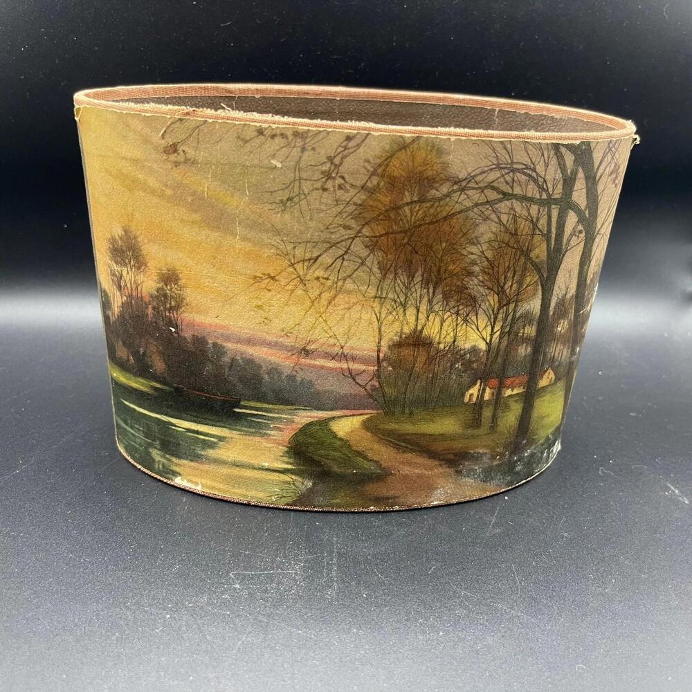 Vintage MCM Oval Storage Box, Dresser Box, Desktop Organizer, Pencil Holder